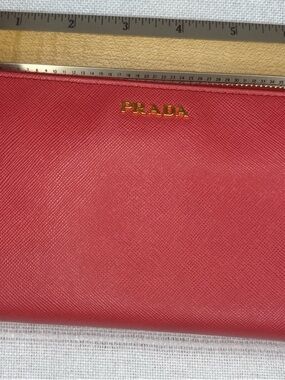 Prada Saffiano Leather Zip Around Wallet Pink OS Luxury